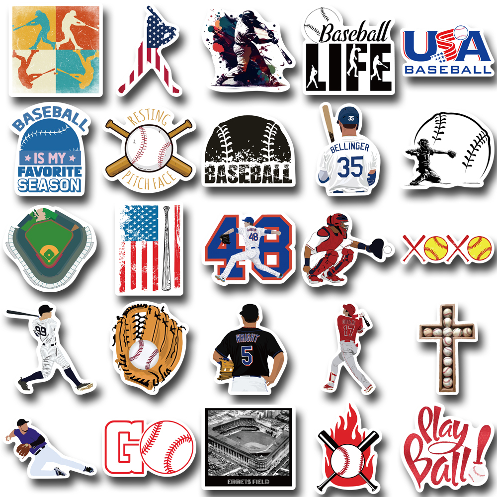 [in Stock]50pcs Stiker Seri Bisbol Kartun Indah Ponsel Laptop Cangkir Air Stiker Tahan Air
