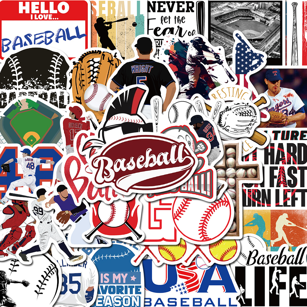 [in Stock]50pcs Stiker Seri Bisbol Kartun Indah Ponsel Laptop Cangkir Air Stiker Tahan Air