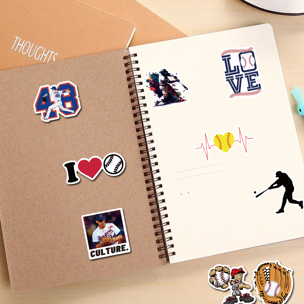 [in Stock]50pcs Stiker Seri Bisbol Kartun Indah Ponsel Laptop Cangkir Air Stiker Tahan Air