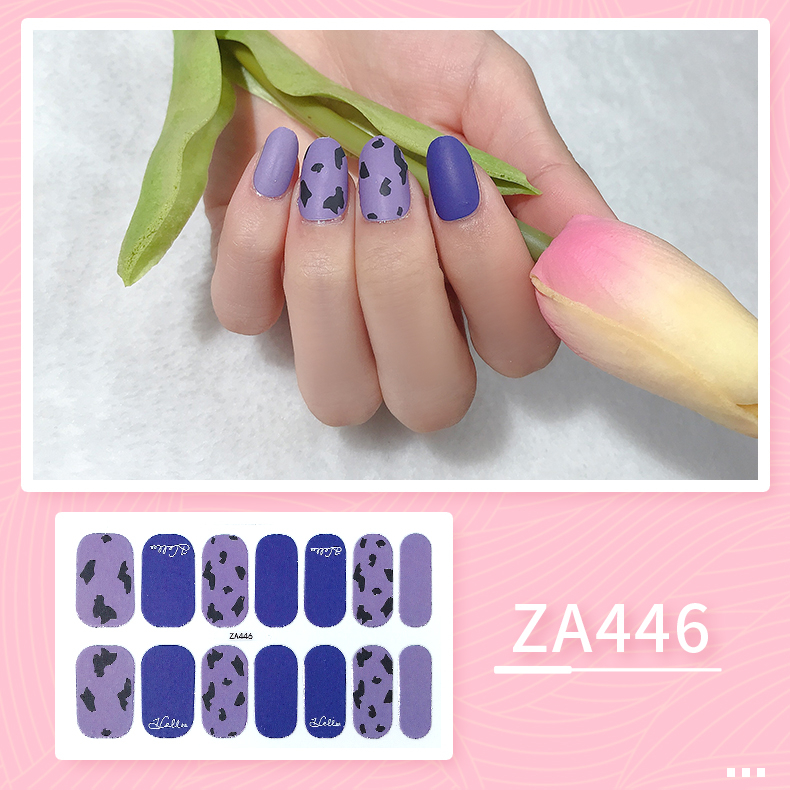 14pcs/set ZA Series Stiker Kuku Motif Leopard Kartun Mode Sobek Dan Tahan Lama DIY Stiker Set Lengkap Transparan Warna-Warni Indah Gradien Tahan Air Tidak Beracun Nail Art ZA7