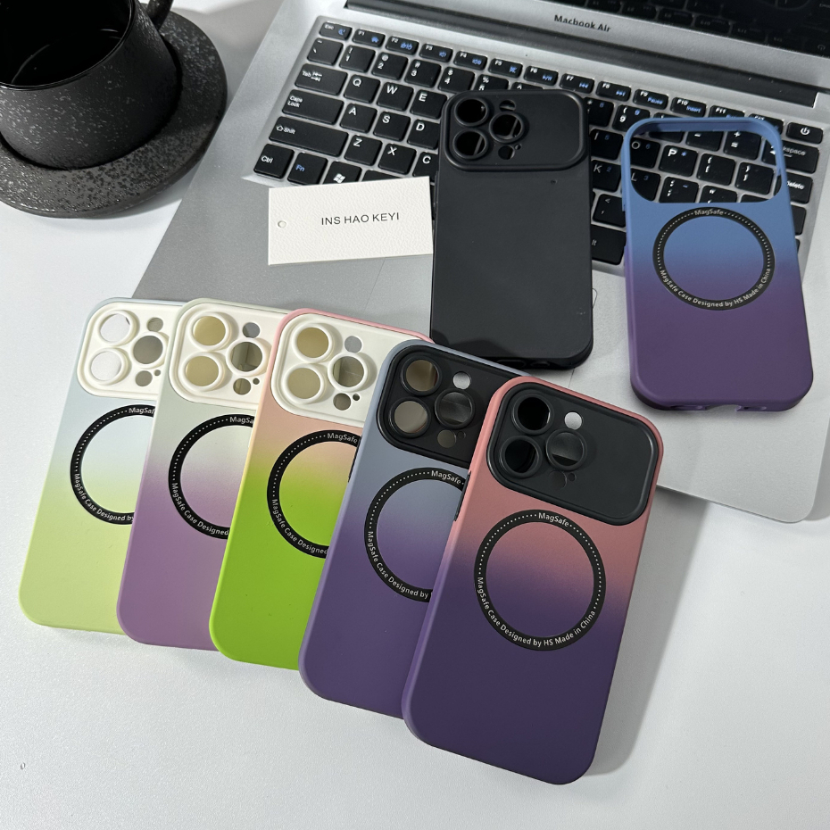 Gradient silicone magnetic suction phone case for iPhone 14 13 12 11 Pro MAX 14 Plus advanced fall protection