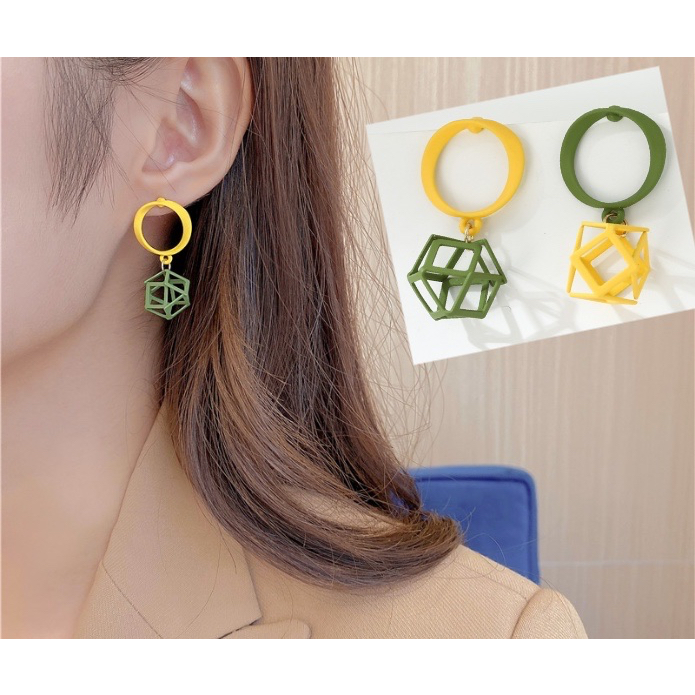 Anting Tusuk Gantung Bahan Sterling silver 925 Desain Geometri hollow Gaya Jepang / Korea / Hongkong / simple Untuk Wanita