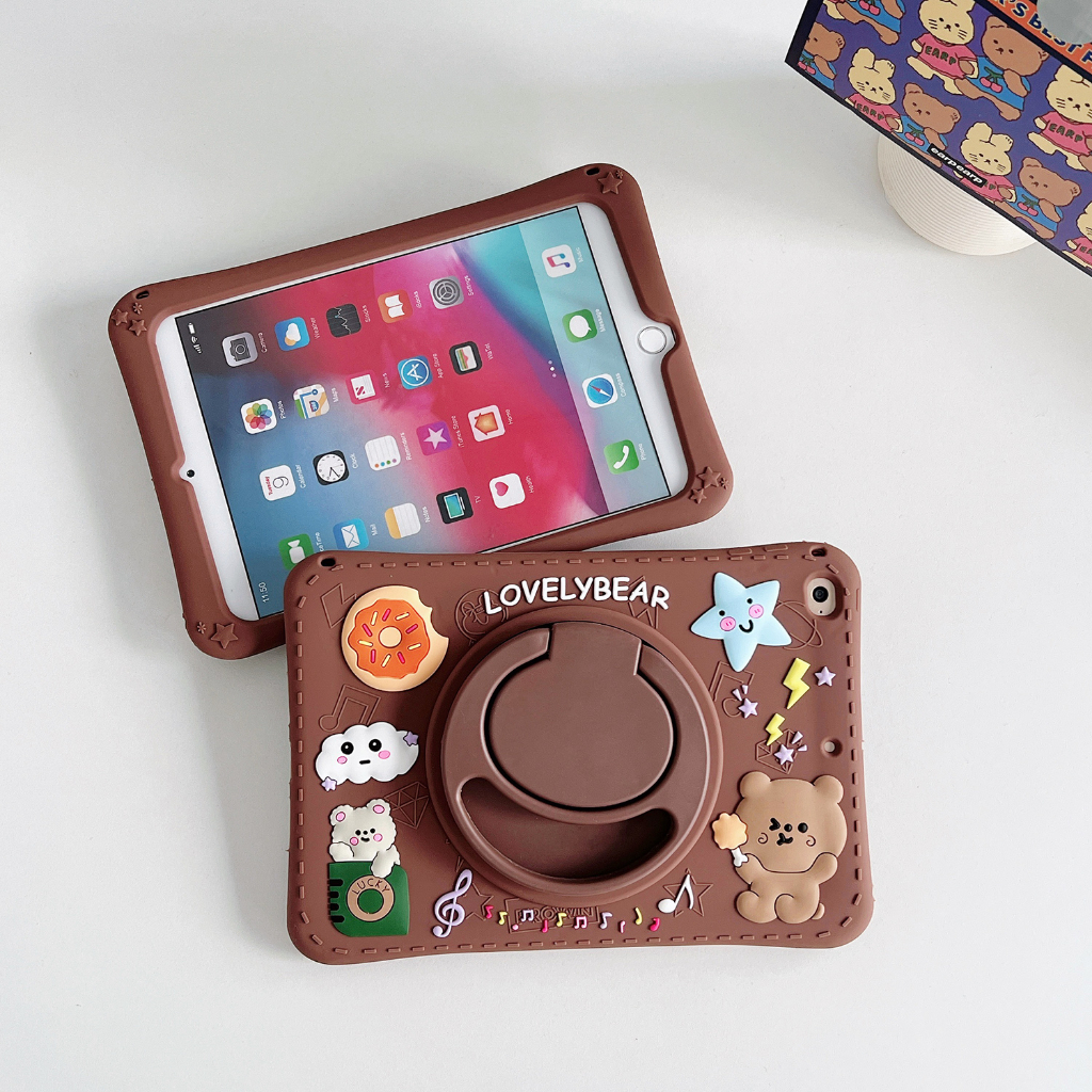 Untuk Honor Pad8 12.0&quot; HEY-W09 Huawei Tablet8 Pad V8 Pro (2022) 12.1&quot; Batang-W09 Fashion Lucu 3D Motif Kartun Casing Silikon Lembut360° Case Pelindung Tablet Stand Cincin Berputar