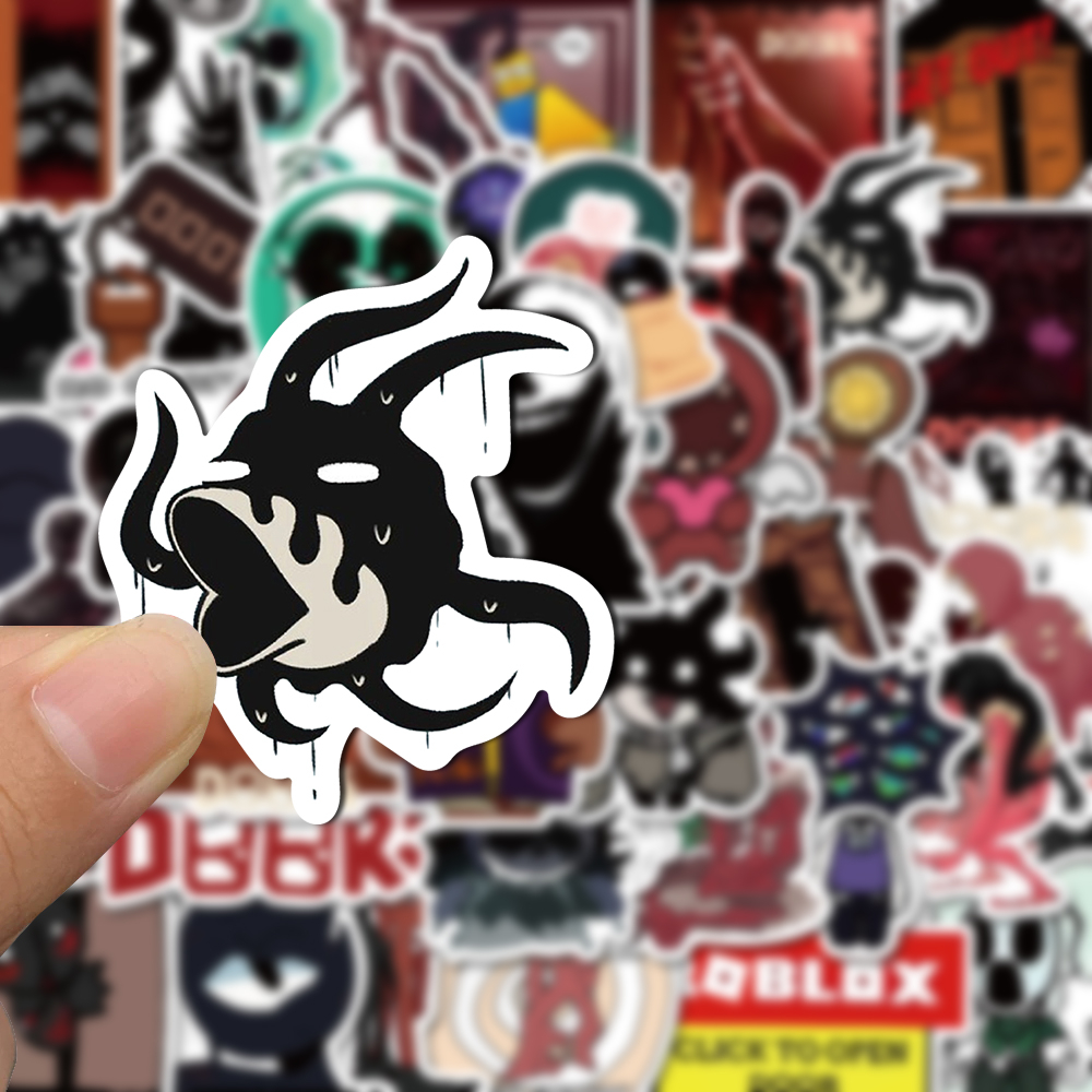 [in Stock] 50pcs RobloxDoors horror game Kartun Stiker Dengan Komputer Cangkir Air Stiker Tahan Air