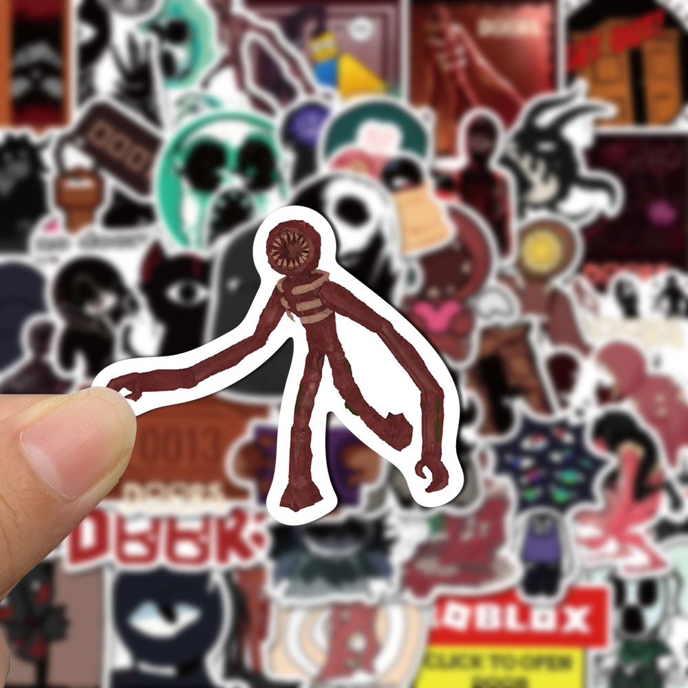 [in Stock] 50pcs RobloxDoors horror game Kartun Stiker Dengan Komputer Cangkir Air Stiker Tahan Air