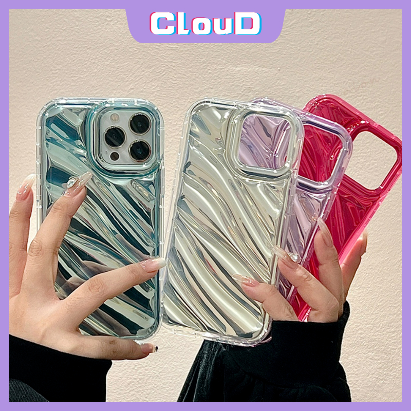 IPHONE Casing Ponsel Kartu Laser Mempesona Simple Mewah Kompatibel Untuk Iphone11 13 12 14 Pro MAX 7Plus XR X7 8 6 6S Plus XS MAX SE 2020motif Korgasi Stereo 3D Kreatif Soft Cover