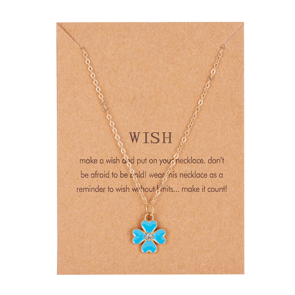 Ins Fashion Glow Pendant Lucky Four-leaf clover Card Clavicle Couple Necklace Best Friend Girl Gift Factory Price