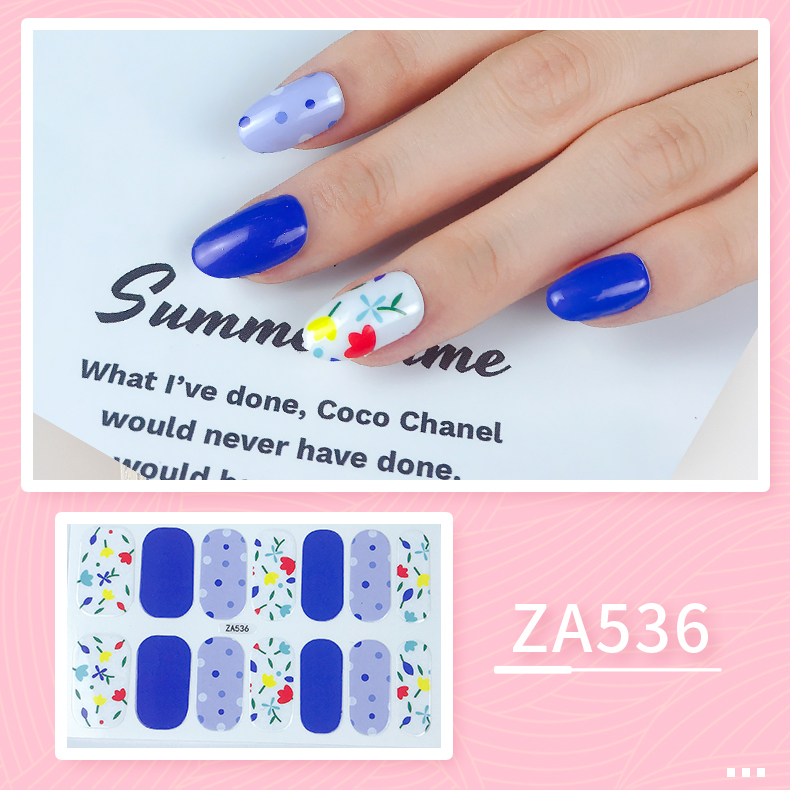 14pcs/set ZA Seri Stiker Kuku Motif Leopard Kartun Mode Sobek Dan Tahan Lama DIY Stiker Set Lengkap Transparan Warna-Warni Indah Gradien Tahan Air Tidak Beracun Nail Art ZA8