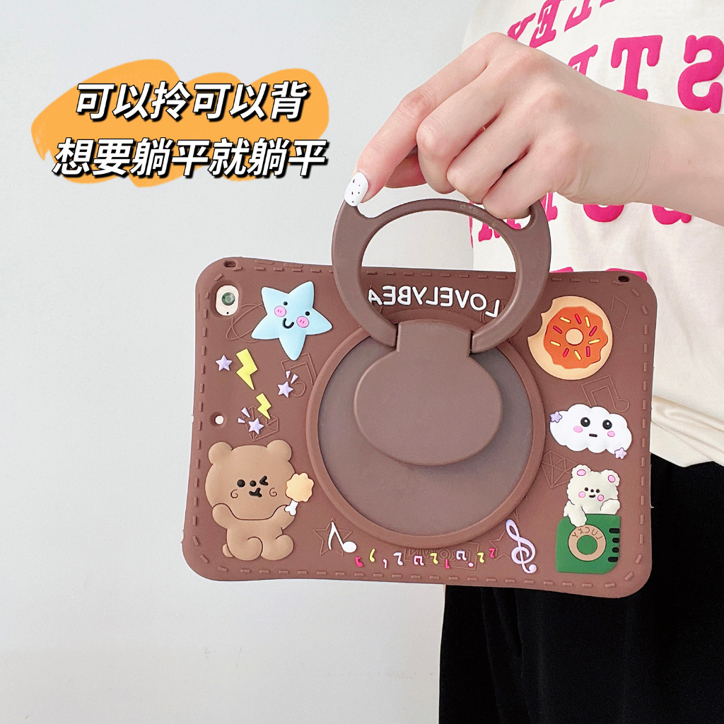 Untuk Huawei Matepad11 (2021) 10.95" DBY-W09 Mate Pad11 (2023) Pro11 (2022) Fashion Casing Motif Kartun 3D Lucu Bahan Silikon Lembut360° Case Pelindung Tablet Stand Cincin Berputar