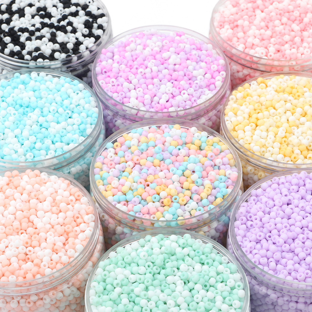 2mm 4mm Glass Seed Beads Macarons Frosted Matt Polish Glass Beads Untuk Anting Gelang Kalung DIY Membuat Perhiasan