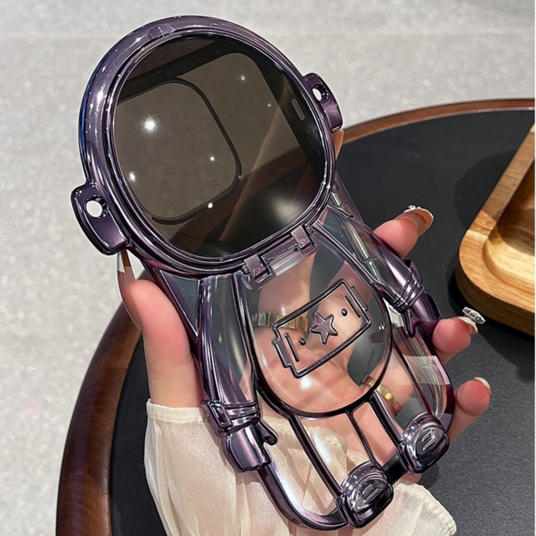 Chaopai Astronaut Stand Suitable Phone Case for iPhone14promax New Mirror 14 Phone Case Full Cover Anti Drop 13pro Makeup Mirror 12 Women 11 Crossbody Rope 13 Fashion 14pro case