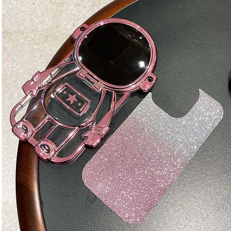 Chaopai Astronaut Stand Suitable Phone Case for iPhone14promax New Mirror 14 Phone Case Full Cover Anti Drop 13pro Makeup Mirror 12 Women 11 Crossbody Rope 13 Fashion 14pro case