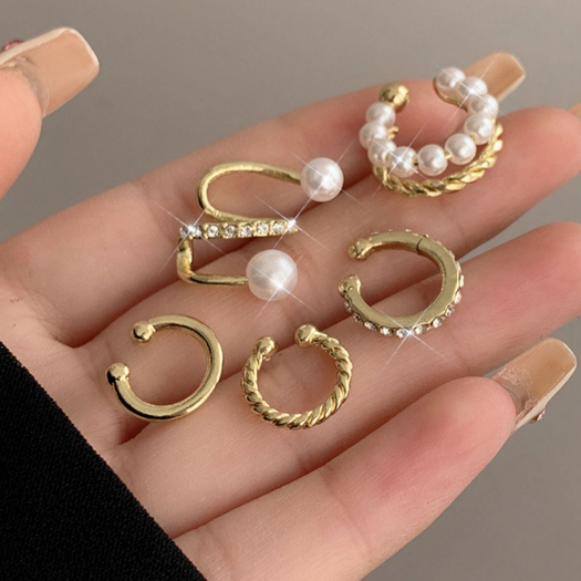 Anting Tindik Manset Telinga Mutiara Anting Emas