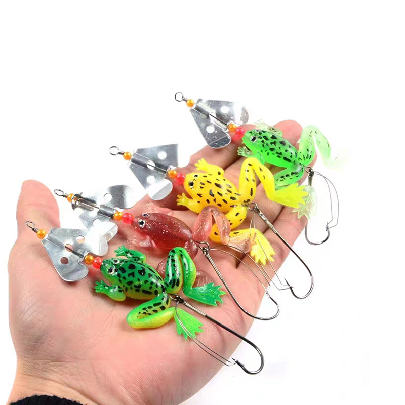 1pcs 4warna Forg Umpan 9cm/6g Spinnerbait Umpan Pancing Buzzbait Metal Spinner Spoon Lures Dengan Kait Berenang Jig Air Tawar Air Asin