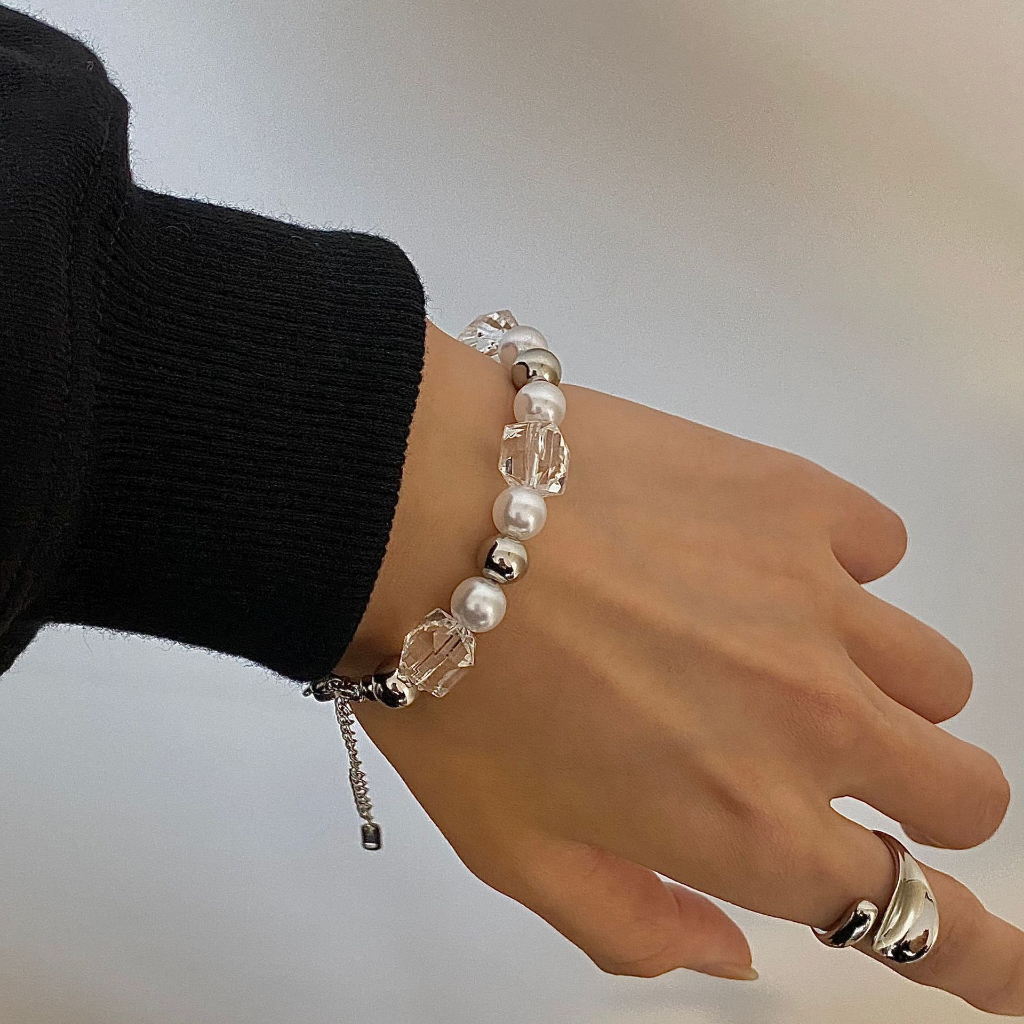 Gelang couple Tangan Silver Gaya Hip Hop Gelang pria Punk Korea Untuk Unisex  Pria / Wanita