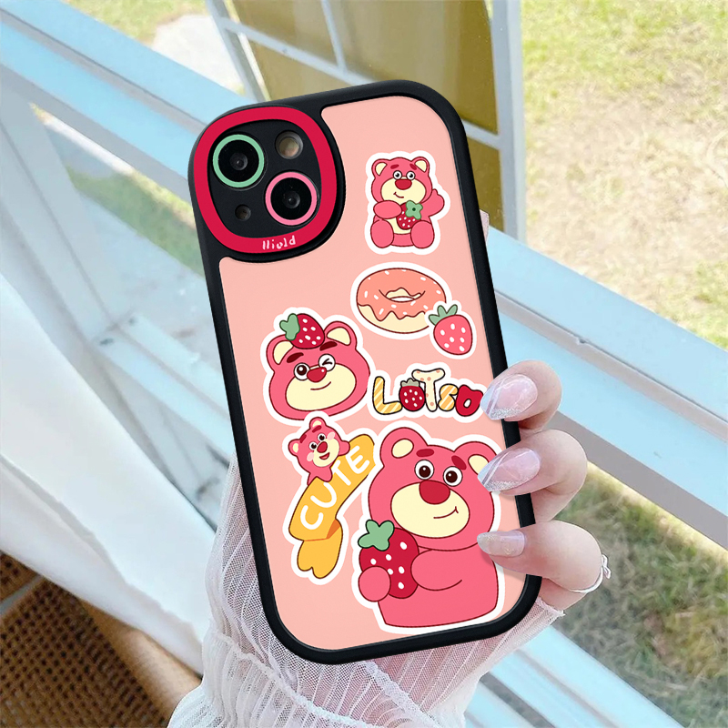 Soft Case Beruang Strawberry Redmi 12C 9 10C 10 9A 9T 10A 9C Redmi Note10 10s 11s 10Pro 8 9 11 9Pro 9s 11Pro+8Pro POCO X3 NFC Pro M3 Mi 12 11 Lite 11T Kartun Manyo Lembut Sarung TPU