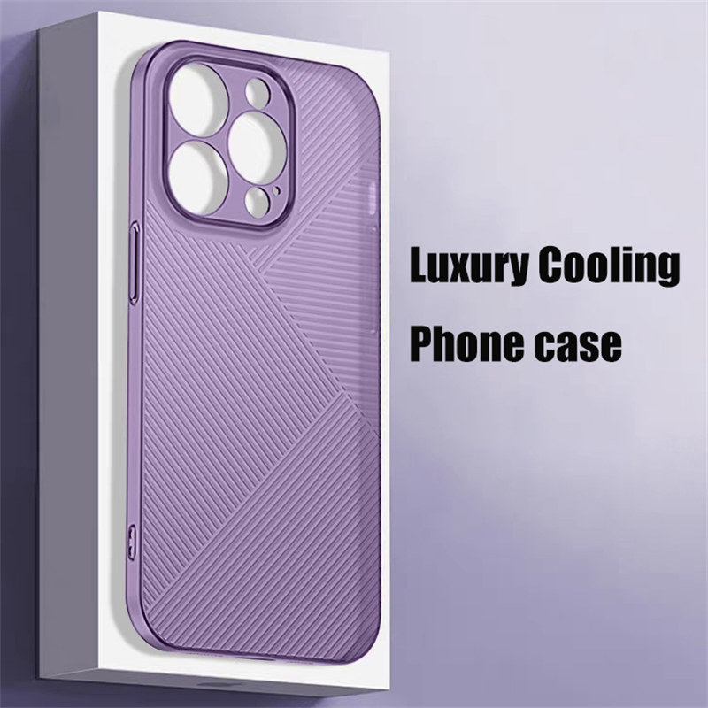 IPHONE Matte slim cooling case Untuk Iphone11 12 13 14 Pro Max14 plus 12 13 Pro max Bernapas Pendingin anti-shock cover 3D Garis