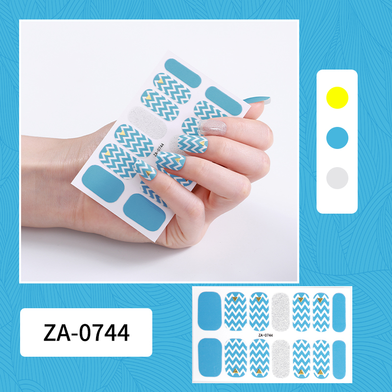 14pcs/set ZA Seri Stiker Kuku Motif Leopard Kartun Mode Sobek Dan Tahan Lama DIY Stiker Set Lengkap Transparan Warna-Warni Indah Gradien Tahan Air Tidak Beracun Nail Art ZA11