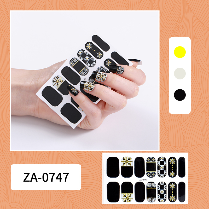 14pcs/set ZA Seri Stiker Kuku Motif Leopard Kartun Mode Sobek Dan Tahan Lama DIY Stiker Set Lengkap Transparan Warna-Warni Indah Gradien Tahan Air Tidak Beracun Nail Art ZA11