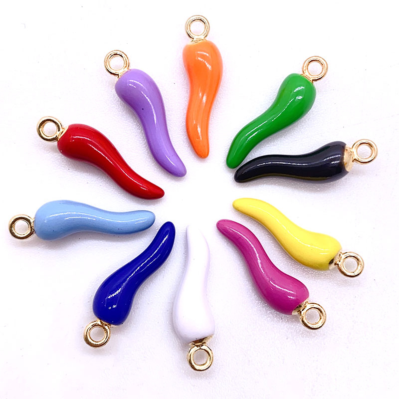 10 Pcs Colorful Chili Oil Dripping Alloy Anting Liontin Gantungan Kunci Liontin Handmade DIY Gelang Kalung Perhiasan Aksesoris