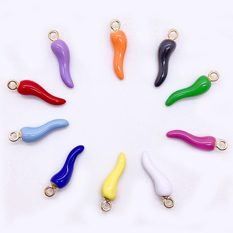 10 Pcs Colorful Chili Oil Dripping Alloy Anting Liontin Gantungan Kunci Liontin Handmade DIY Gelang Kalung Perhiasan Aksesoris