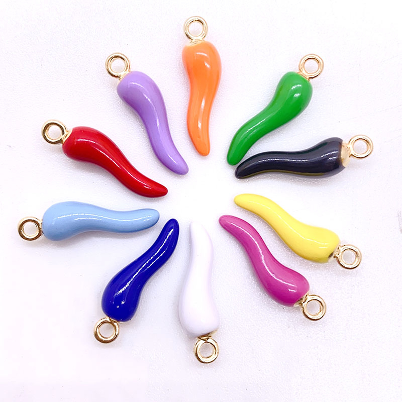 10 Pcs Colorful Chili Oil Dripping Alloy Anting Liontin Gantungan Kunci Liontin Handmade DIY Gelang Kalung Perhiasan Aksesoris