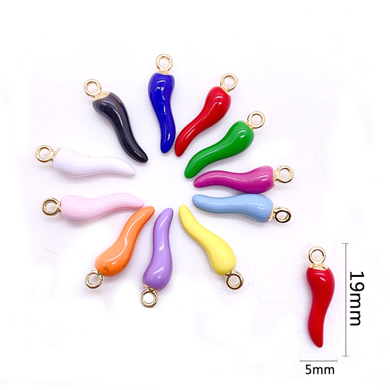 10 Pcs Colorful Chili Oil Dripping Alloy Anting Liontin Gantungan Kunci Liontin Handmade DIY Gelang Kalung Perhiasan Aksesoris