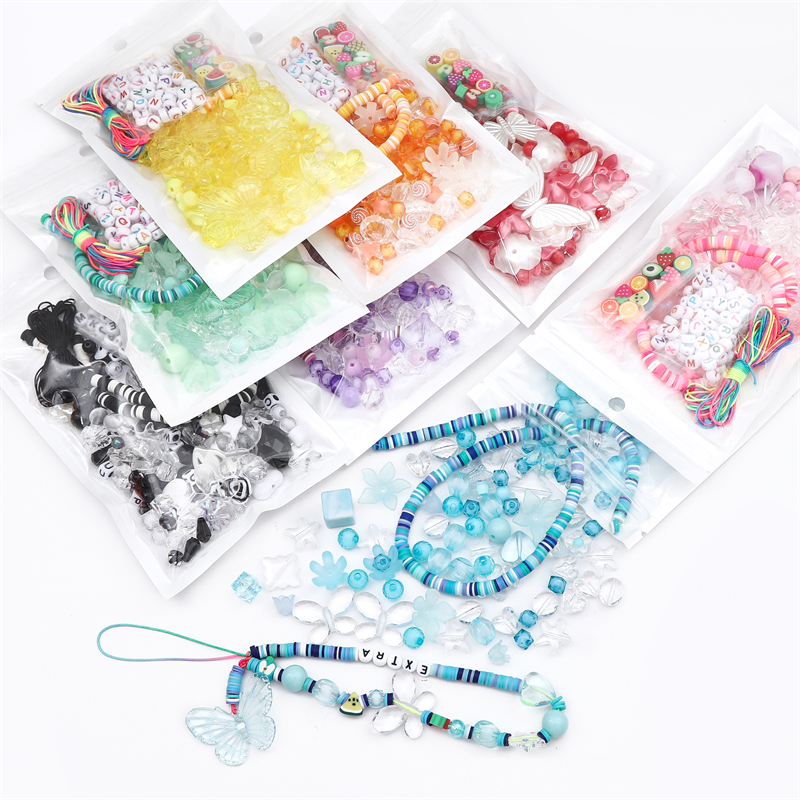 1set /Bag Beads Kit Baroque Beads Clay Beads Letter Beads Untuk DIY Rantai Kalung Gelang Gantungan Kunci Membuat Perhiasan Set Aksesoris