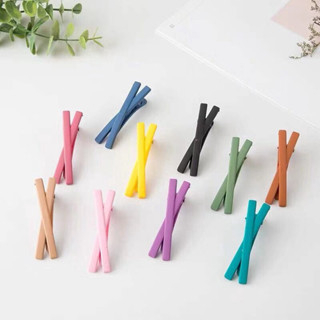 【Bayar di tempat】DuaWarna Jepit Rambut Korea Model SIlang Matte / Glossy Warna Warni Jepitan Poni X Hair Pin Cross Aksesoris Fashion Wanita Anak Clip