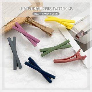 【Bayar di tempat】DuaWarna Jepit Rambut Korea Model SIlang Matte / Glossy Warna Warni Jepitan Poni X Hair Pin Cross Aksesoris Fashion Wanita Anak Clip