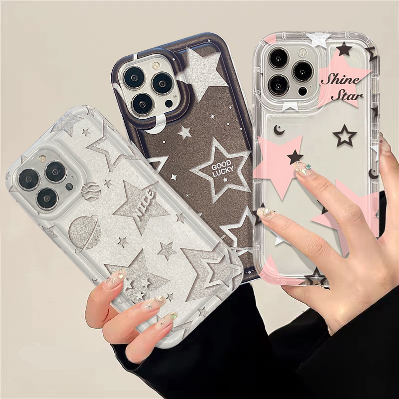 Couple Soft Casing Redmi 12C 9 10C A1 9A 10 10A 9T 9C NFC Note8 11 9 10 Note10s Redmi Note 9 11 10 11s 10s POCO F4 Ins Fantasy Starry Sky Good Luck Star Shockproof Airbag Tpu Case