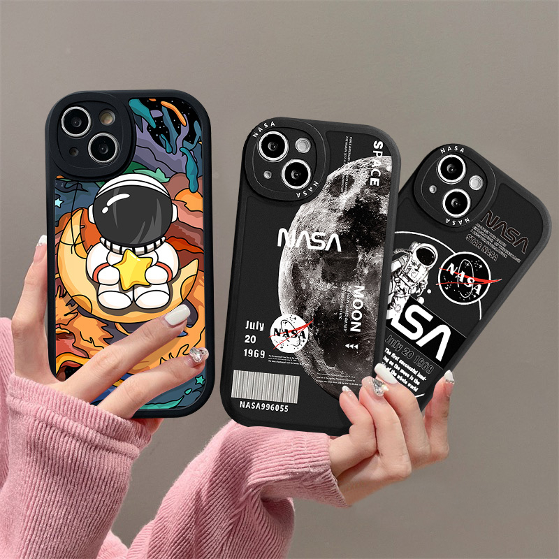 Casing Redmi 12C 9T 9C 9 10C 9A 10A 10poco M3 X3 NFC Pro Redmi Note10 8 9 9Pro 9s 10s 11 11s 10Pro 11Pro Plus Mi 12 11 Lite 11T NFC Trendy Brand NASA Astronot Soft Case Sarung