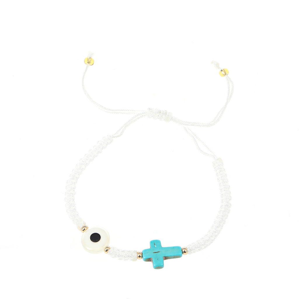 Gelang Mata Setan Unisex Gaya Pirus Silang Tarik Tenun Tangan Bangle Aksesoris fashion Hadiah Ulang Tahun