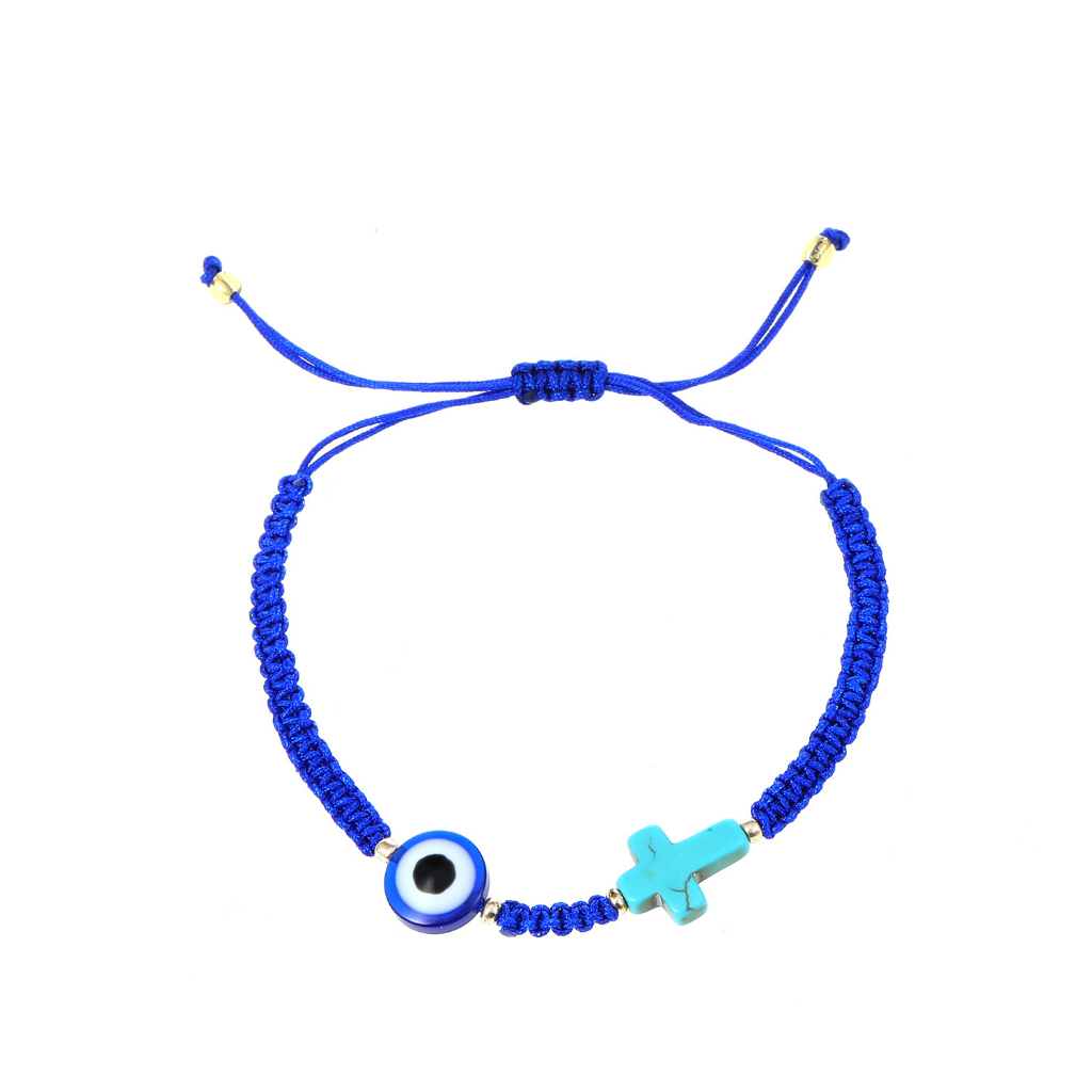 Gelang Mata Setan Unisex Gaya Pirus Silang Tarik Tenun Tangan Bangle Aksesoris fashion Hadiah Ulang Tahun