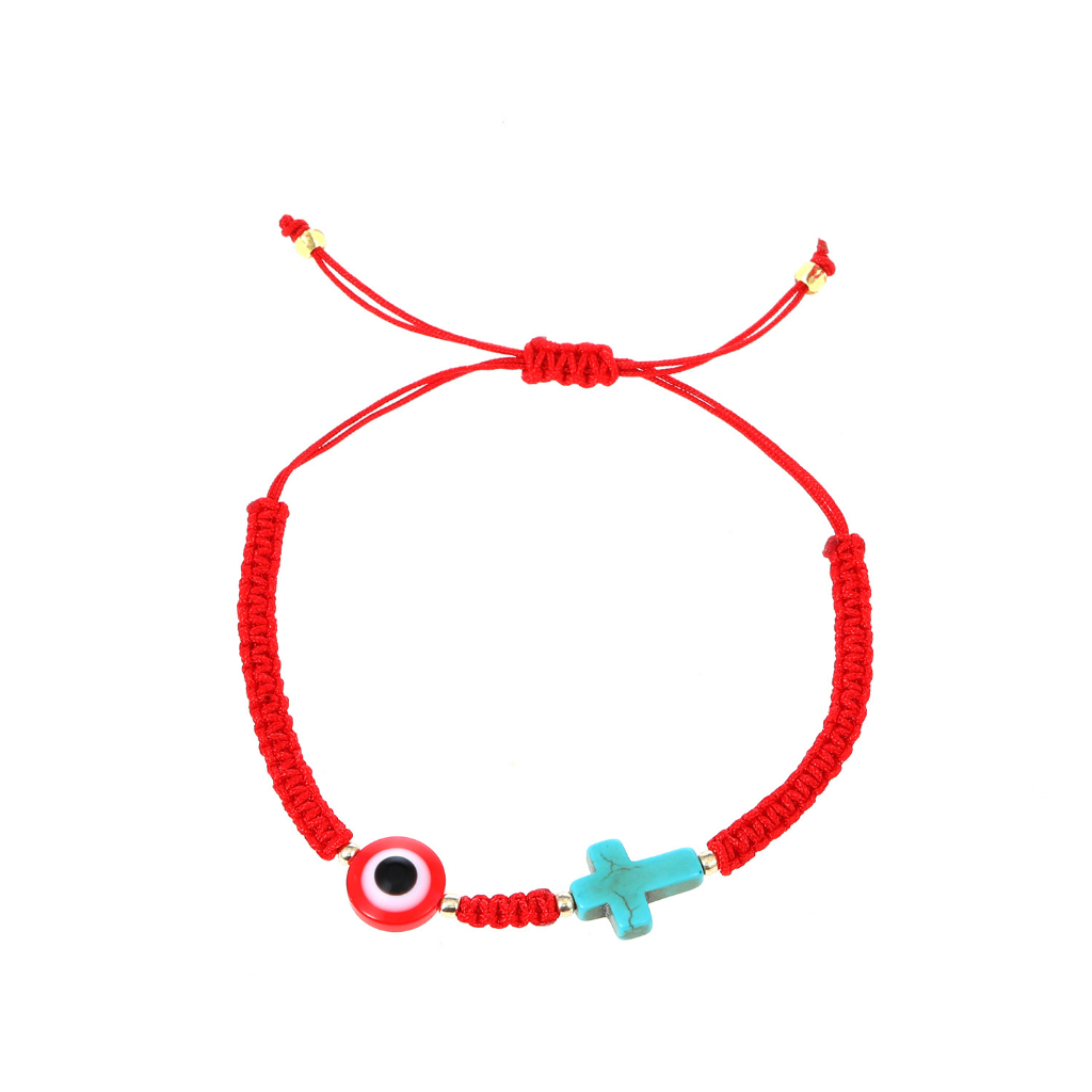 Gelang Mata Setan Unisex Gaya Pirus Silang Tarik Tenun Tangan Bangle Aksesoris fashion Hadiah Ulang Tahun