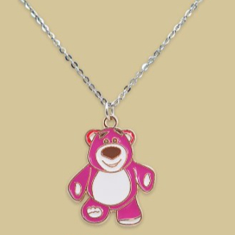 【Bayar di tempat】Cute Pink Strawberry Bear Necklace Kalung Perhiasan Wanita Liontin Pakaian Gadis Fashion Liontin