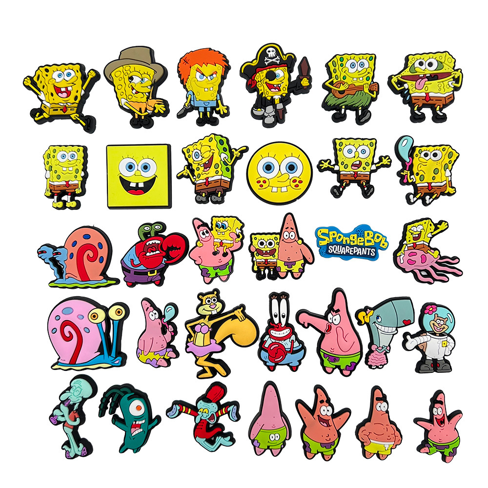 Hot 1pcs Lucu SpongeBob Pesona Sepatu Kartun anime Pin Crocs Aceessories Jibbitz diy Sandal Menghias Hadiah Anak