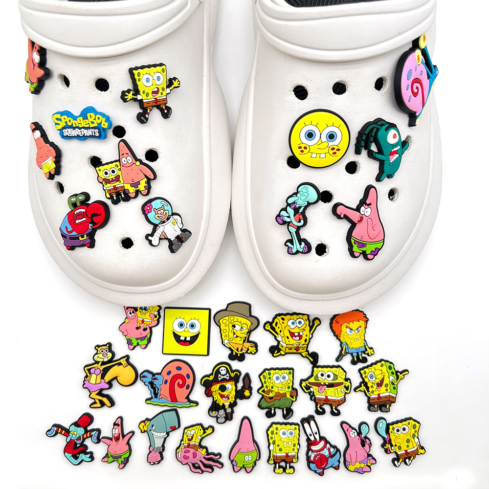 Hot 1pcs Lucu SpongeBob Pesona Sepatu Kartun anime Pin Crocs Aceessories Jibbitz diy Sandal Menghias Hadiah Anak