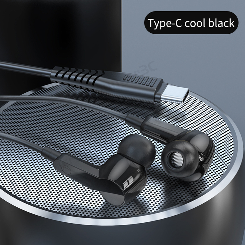 Satu Klik Untuk Mematikan Mikrofon Tuning Earphone Kabel 3.5mm Type-c In Ear Wired Headset Earbud Kontrol Volume Untuk Game Live Streaming Konferensi