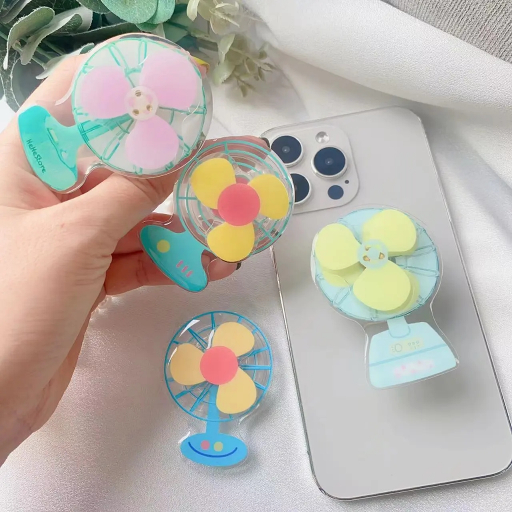 Ins Korea 3D Rotate Fan Bracket Phone Grip Tok Cute Griptok Holder Ring Untuk iPhone 14aksesoris Universal Folable Phone Stand