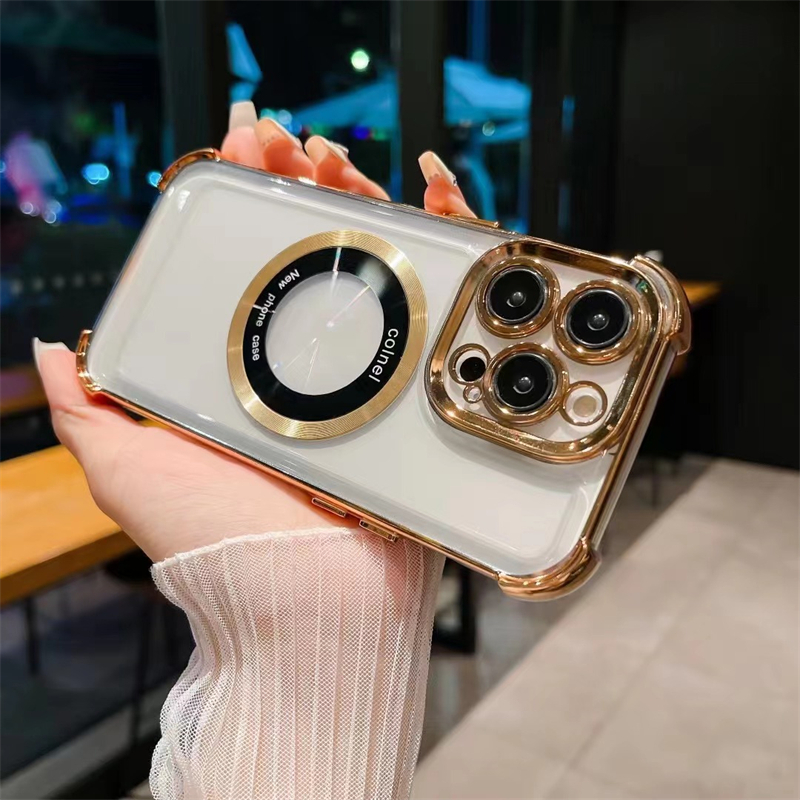 Mewah 6D Plating wireless charging Phone Case iPhone 14pro Max 11pro Max12 Pro Max12 Pro Max Kualitas Tinggi Menebal anti Jatuh Perlindungan Lensa Casing