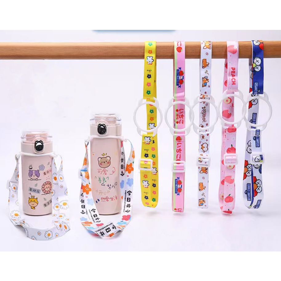 2023baru Lucu Kartun Botol Minuman Lanyard Portabel Messenger Tali Cangkir Air Tali Polyester Cup Strap