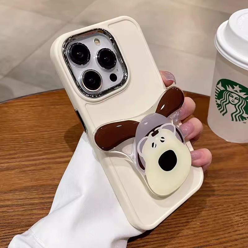 IPHONE Universal Korea Kartun Anjing Kucing Ponsel Case Grip Tok Cute Kawaii Dog Griptok Holder Ring Stand Soft Phone Case Untuk Iphone14 13 Pro Max 14Plus 12 Pro 11 XR XS Sarung Mewah