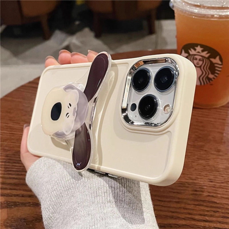 IPHONE Universal Korea Kartun Anjing Kucing Ponsel Case Grip Tok Cute Kawaii Dog Griptok Holder Ring Stand Soft Phone Case Untuk Iphone14 13 Pro Max 14Plus 12 Pro 11 XR XS Sarung Mewah