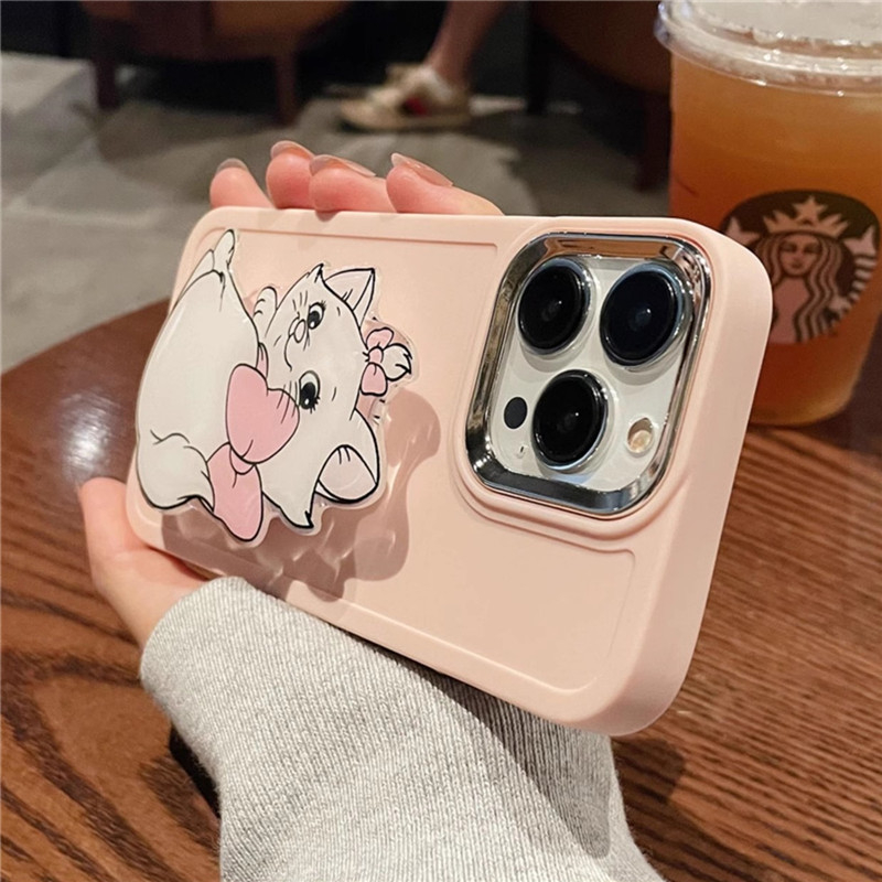 IPHONE Universal Korea Kartun Anjing Kucing Ponsel Case Grip Tok Cute Kawaii Dog Griptok Holder Ring Stand Soft Phone Case Untuk Iphone14 13 Pro Max 14Plus 12 Pro 11 XR XS Sarung Mewah