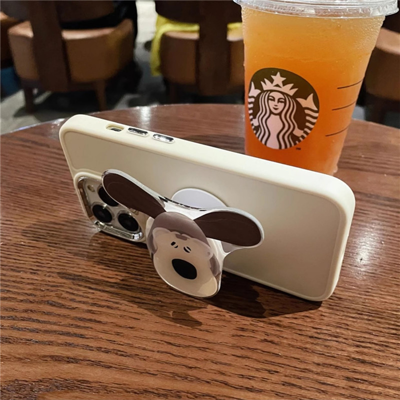 IPHONE Universal Korea Kartun Anjing Kucing Ponsel Case Grip Tok Cute Kawaii Dog Griptok Holder Ring Stand Soft Phone Case Untuk Iphone14 13 Pro Max 14Plus 12 Pro 11 XR XS Sarung Mewah