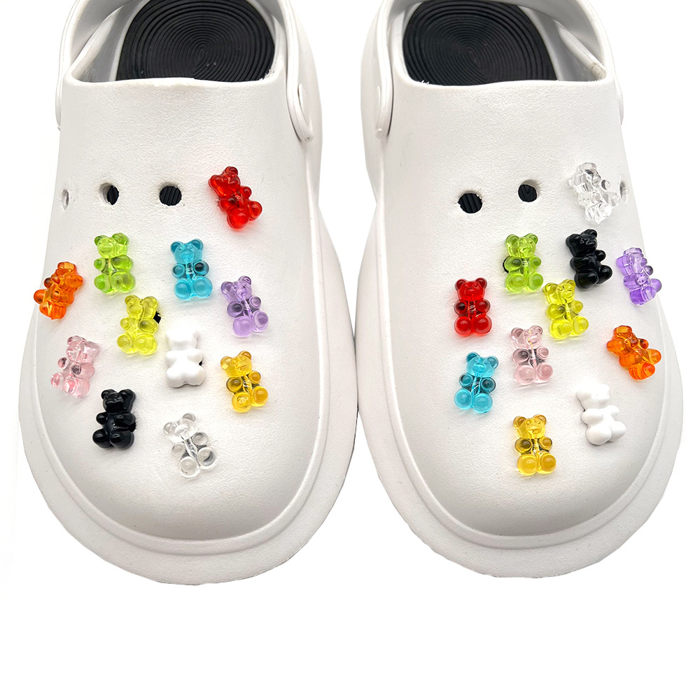 Lucu Jibbitz Beruang Bunga Resin Crocs charms Kartun Pin Aksesoris Sepatu Menghias Sandal Sandal Gesper Anak Perempuan Hadiah