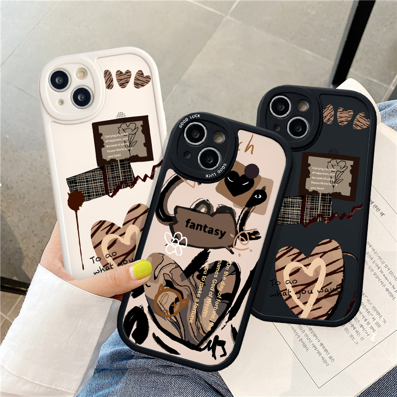 IPHONE Case Kompatibel Untuk Iphone11 12 14 13 Pro MAX 7plus XR 7 8 6 6s 14 Plus X XS MAX SE 2020 Simple Love Heart Flower Letter Soft TPU Back Cover