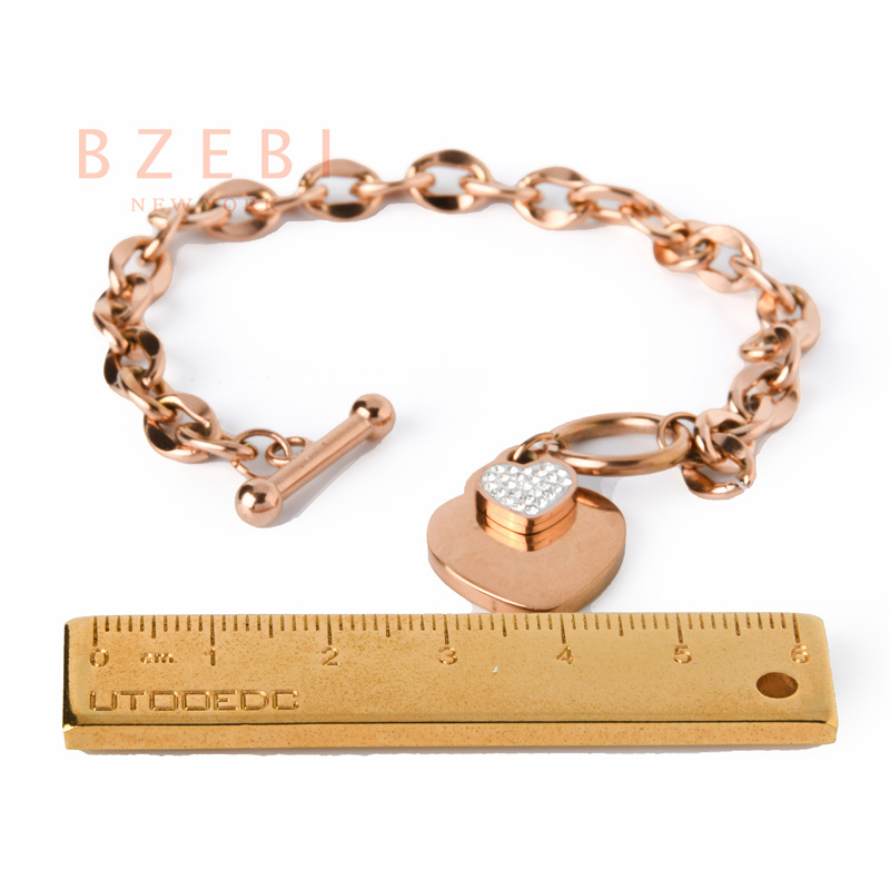 Bzebi Gelang Charm Titanium Steel Emas 18k Dengan Berlian, Anti Karat, Aksesoris Fashion Wanita, Perhiasan Gaya Korea, Hadiah Ulang Tahun Dengan Kotak Eksklusif 976b 977b