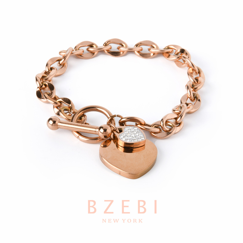 Bzebi Gelang Charm Titanium Steel Emas 18k Dengan Berlian, Anti Karat, Aksesoris Fashion Wanita, Perhiasan Gaya Korea, Hadiah Ulang Tahun Dengan Kotak Eksklusif 976b 977b